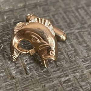 Bass Fish Gold Tone Figural Cufflink